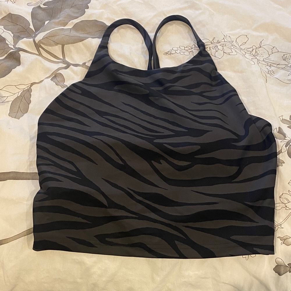 Old Navy Black and Gray Zebra Sports Bra